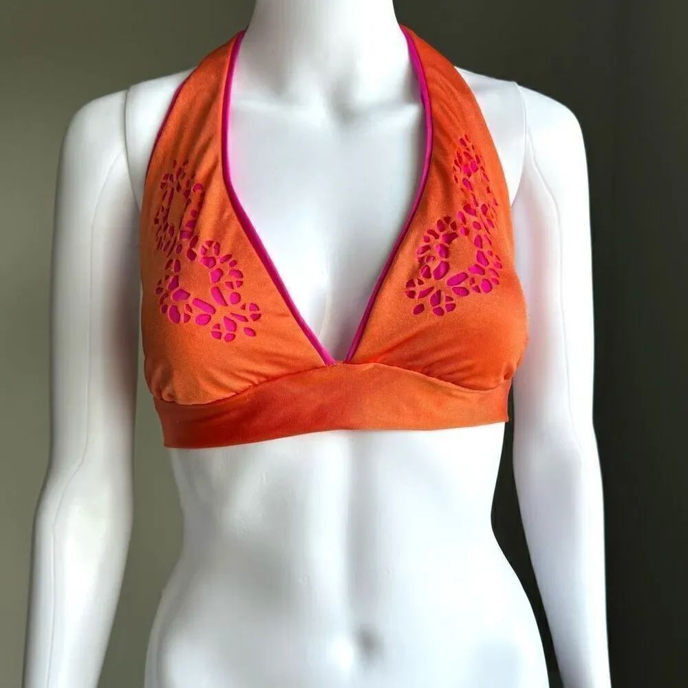 Becca Pink And Orange Cutout Hipster Two Piece Bikini